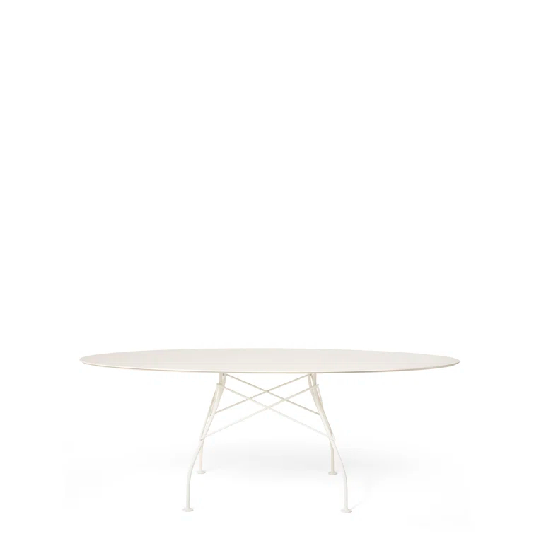 Kartell Glossy Oval Metal Base Dining Table