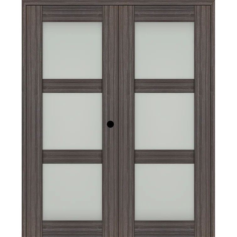 Belldinni Palladio 3 Lite Manufactured Wood and Frosted Glass Interior Double Prehung Door