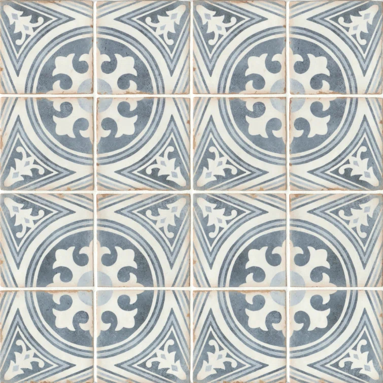 Bedrosians Casablanca 5" x 5" Ceramic Patterned Floor Use Tile (Set of 32)