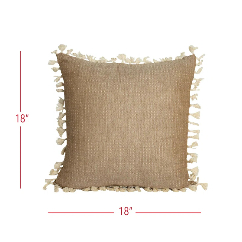 Boho Tassels Cotton Reversible Throw Pillow