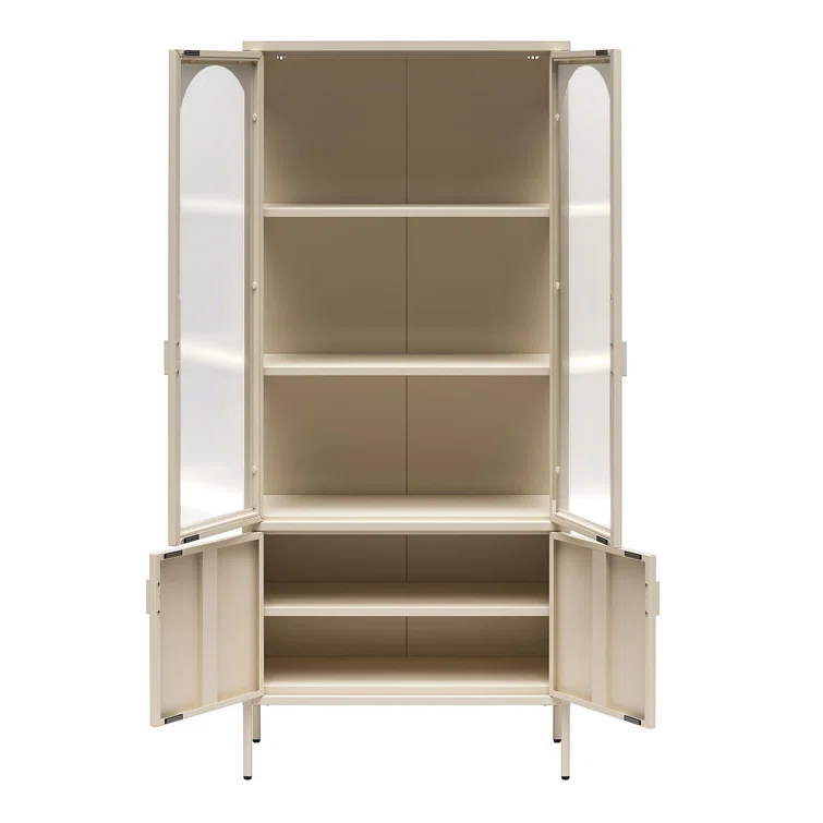 CosmoLiving by Cosmopolitan Chloe Tall Metal Display Cabinet with 2 Arched Glass Doors
