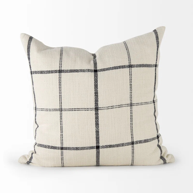 ZeaZu Black And Beige Plaid Square Accent Cover