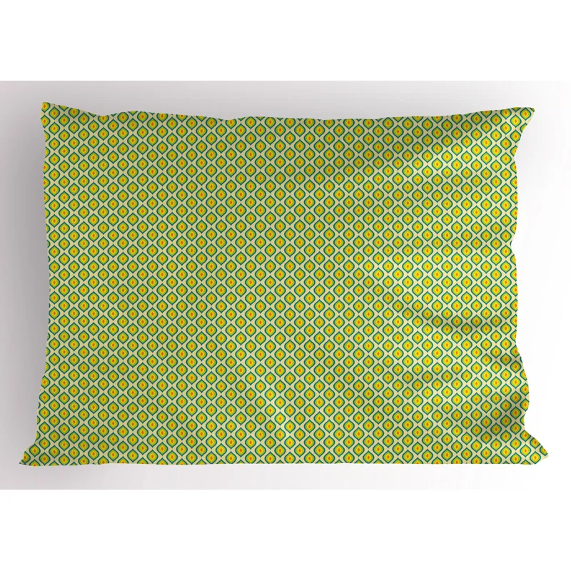 Ambesonne Ambesonne Yellow and Green Pillow Sham 2 Pack Retro Boho Ovals 26"x20" Yellow Green Vermilion