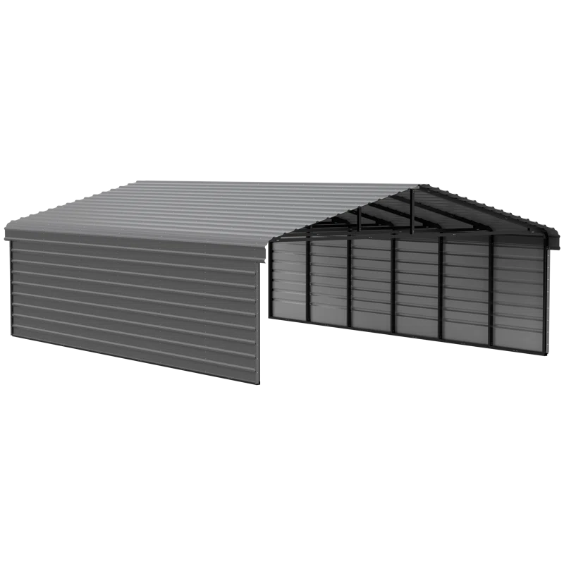 Arrow 29 x 20 ft Charcoal Carport with 2-sided Enclosure
