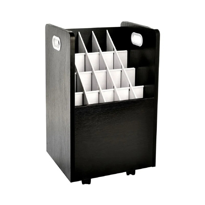 20-Slot Mobile Rolling Wood Blueprint Roll File Large Document Organizer