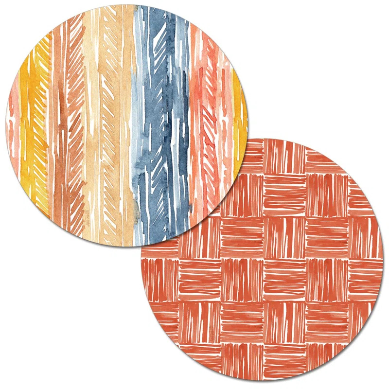 CounterArt Flair Pattern 4 Piece Reversible Round Easy Care Placemats