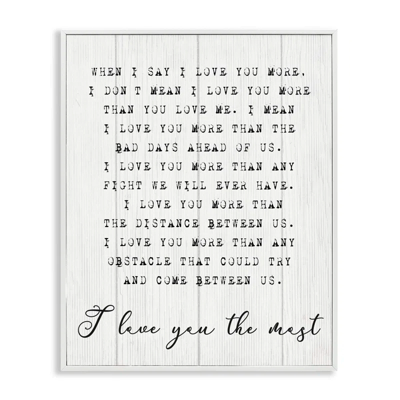 Stupell Industries Inspirational I Love You the Most Phrase Couple Relationship by Daphne Polselli - Graphic Art Print