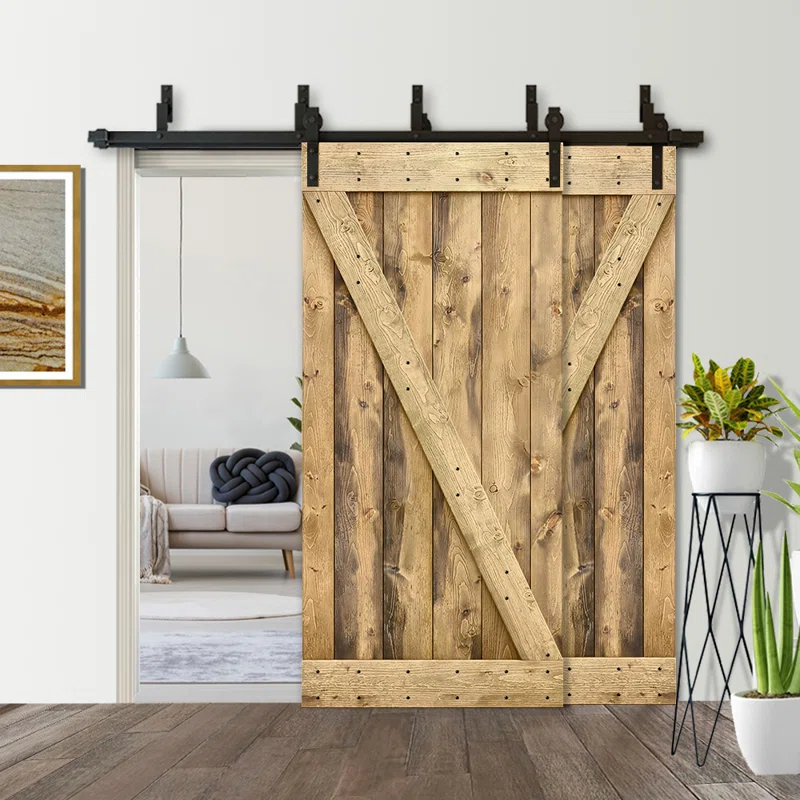 Calhome 84'' Solid Wood Paneled Painted with Installation Hardware Kit Barn Door
