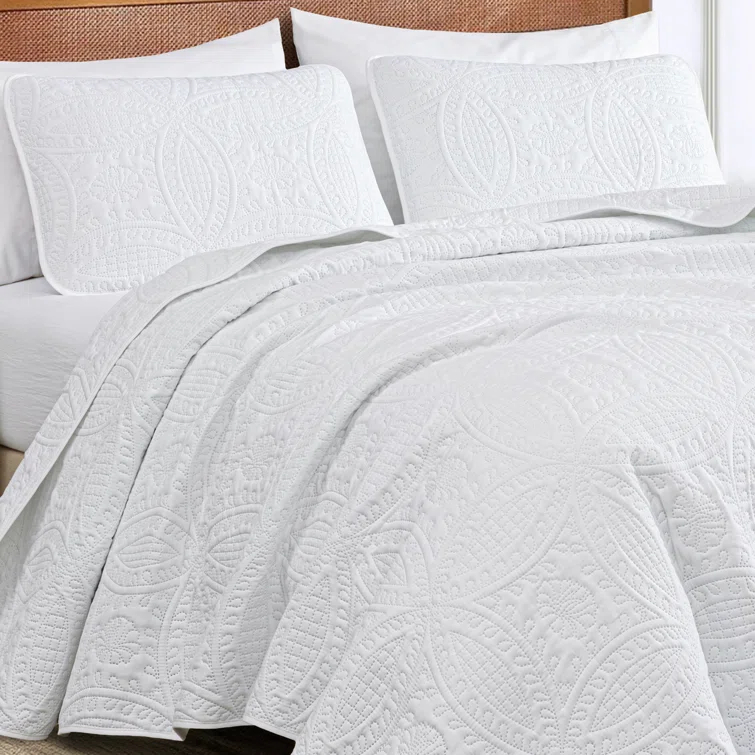 Chezmoi Collection Austin Microfiber Reversible 3-Piece Coverlet / Bedspread Set