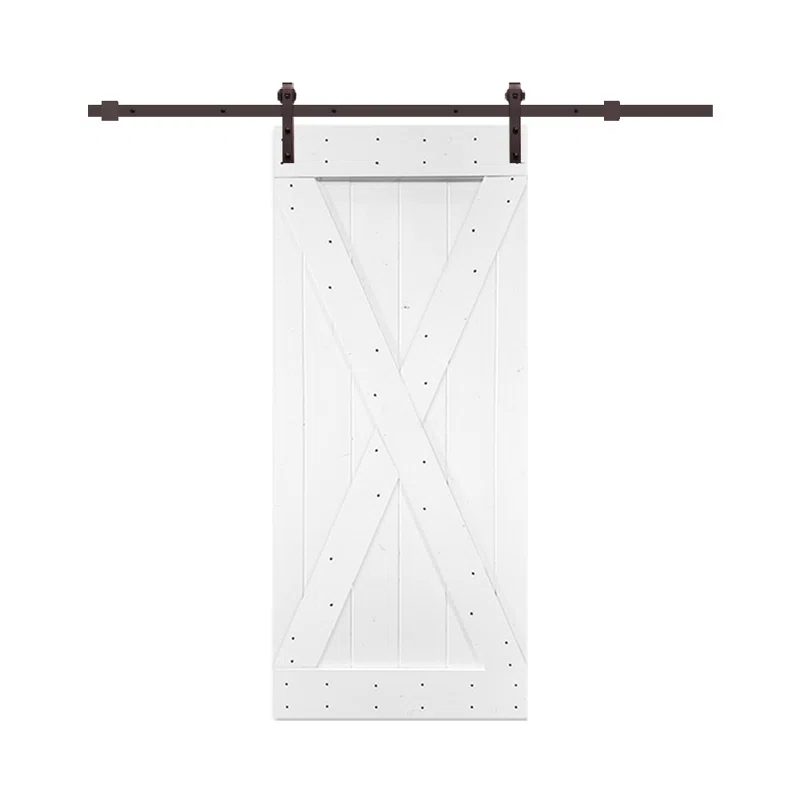 Calhome 84'' Solid Wood Paneled Painted with Installation Hardware Kit Barn Door