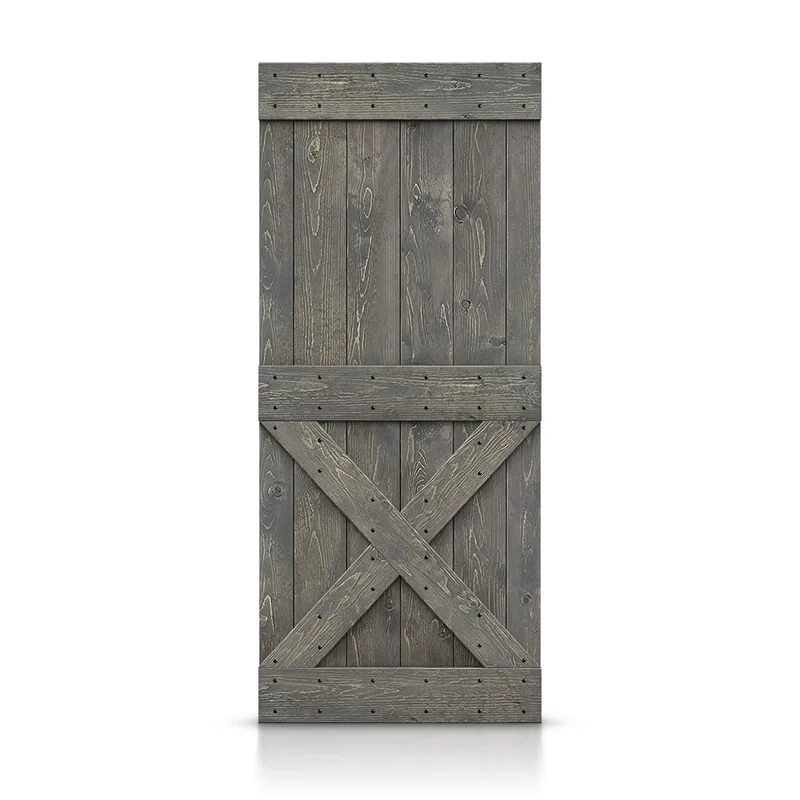 Calhome 84'' Solid Wood Paneled Painted without Installation Hardware Kit Barn Door