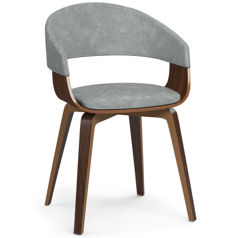 Simpli Home Lowell Bentwood Upholstered Dining Chair with Curved Backrest in Mid-Century Modern Style