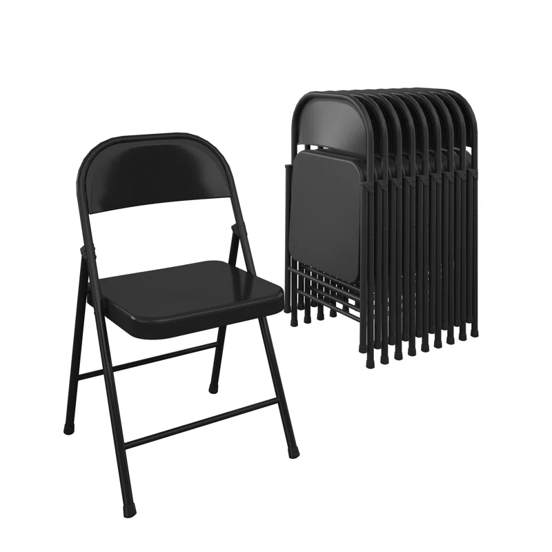 COSCO All Steel Smartfold Folding Chair, 10 Pack, Black (Set of 10)