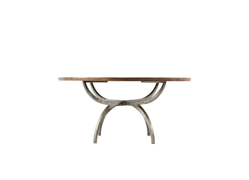Theodore Alexander Echoes Round Solid Wood Top Metal Base Dining Table