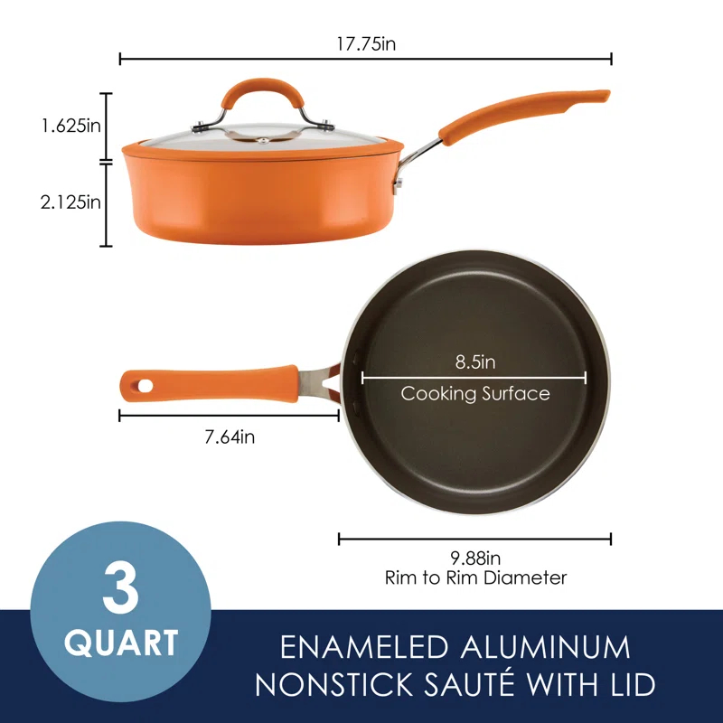 Rachael Ray Rachael Ray Cook & Create Nonstick Saute Pan With Lid, 3 Quart, Orange