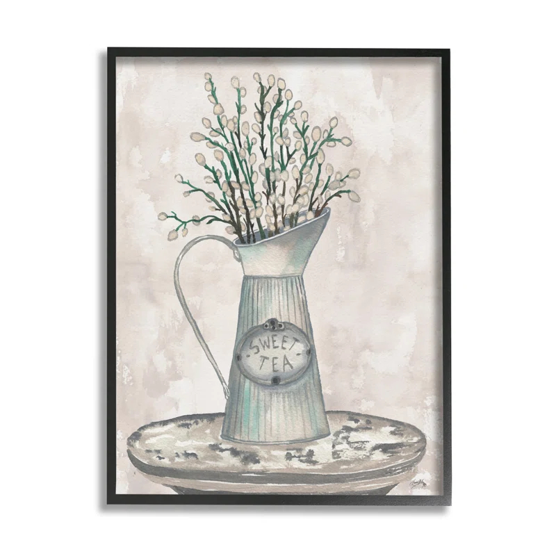 Stupell Industries " Pussy Willow Botanicals Sweet Tea Country Jar " by Elizabeth Medley