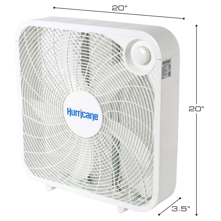 Hurricane Hurricane 20" Classic Series Floor Box Fan with 3 Speed Settings, 2 Pack, White (Set of 2)