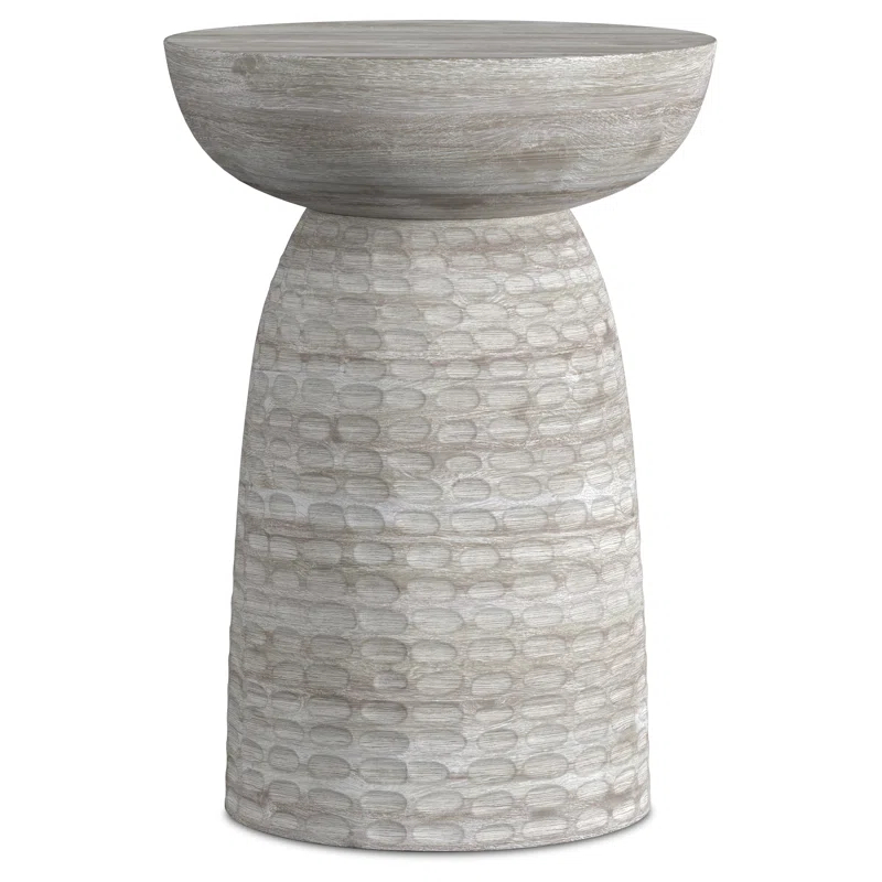 Simpli Home Boyd Solid Mango Wood Pedestal Accent End Table