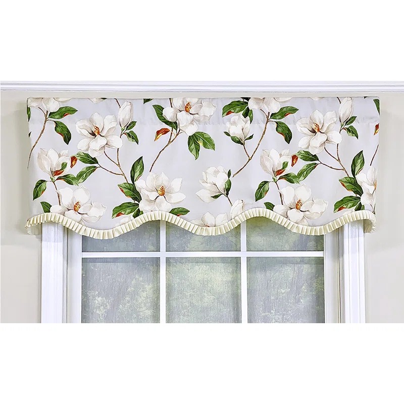 Cotton Blend Scalloped 50'' W Window Valance