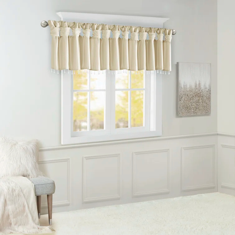 Madison Park Emilia Lightweight Faux Silk Single Valance with Beads