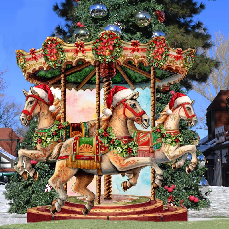 Designocracy Christmas Carousel Figurine
