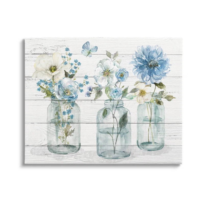 Stupell Industries " Blue Country Jar Bouquets " by Livi Finn