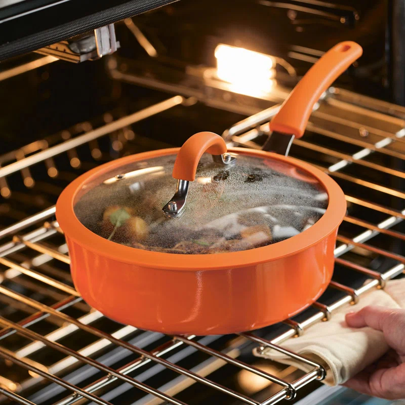 Rachael Ray Rachael Ray Cook & Create Nonstick Saute Pan With Lid, 3 Quart, Orange
