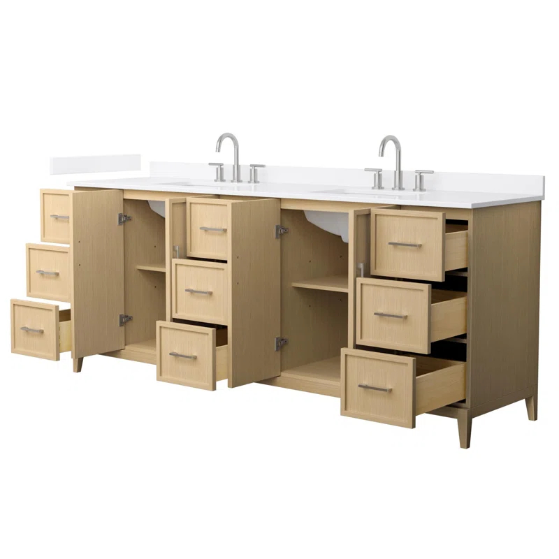 Wyndham Collection Elan 84'' Double Bathroom Vanity with Quartz Top