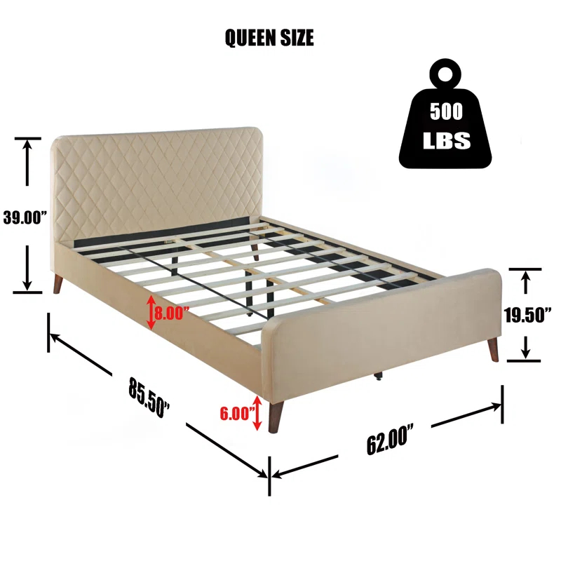 Better Home Products Roza Velvet Upholstered Queen Bed