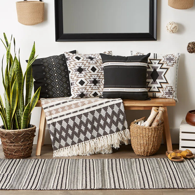 Design Imports Geometric Cotton Reversible Pillow Cover