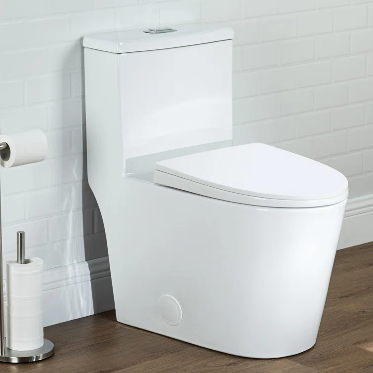 Casta Diva 17" Comfort Height Standard  Toilet, Dual-Flush Modern Elongated One-Piece Toilet with Glazed Surface (Seat lncluded) CD-T001