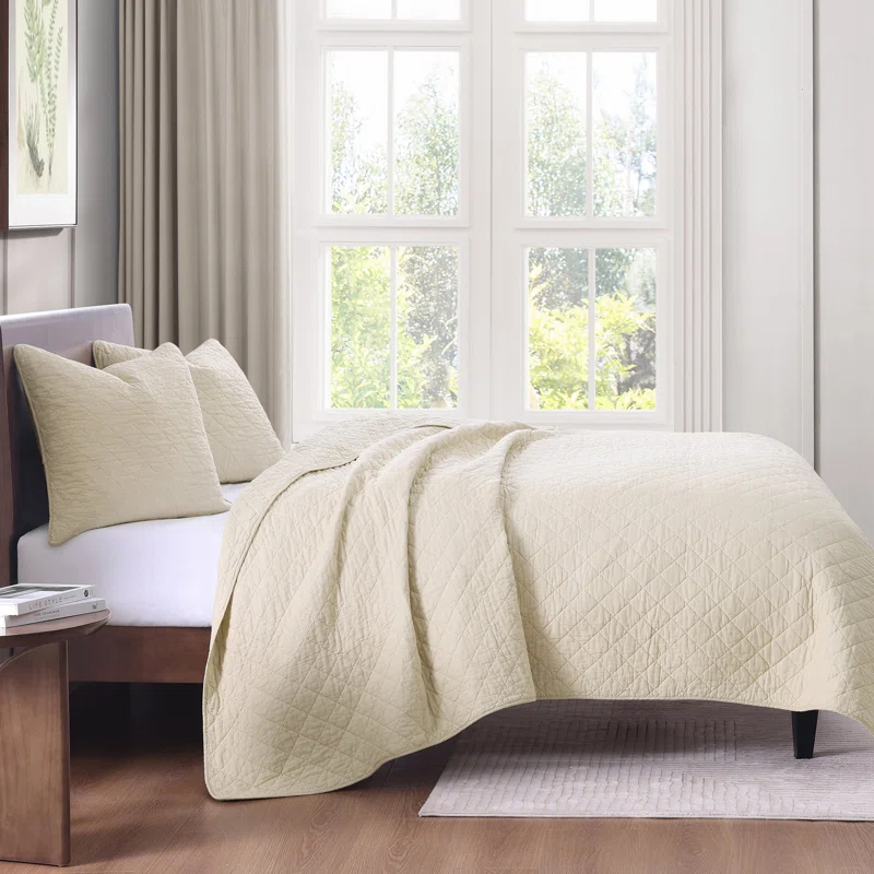 Indigo Hill by HiEnd Accents Cotton Comfort Solid Color Classic Chic Casual Modern Rustic Quilt Set