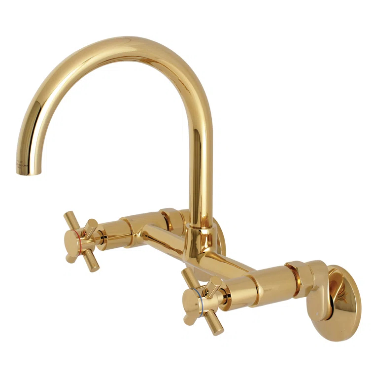 Kingston Brass Kingston Brass Concord Double-Handle 2-Hole Wall-Mount Bridge Kitchen Faucet KS414PB