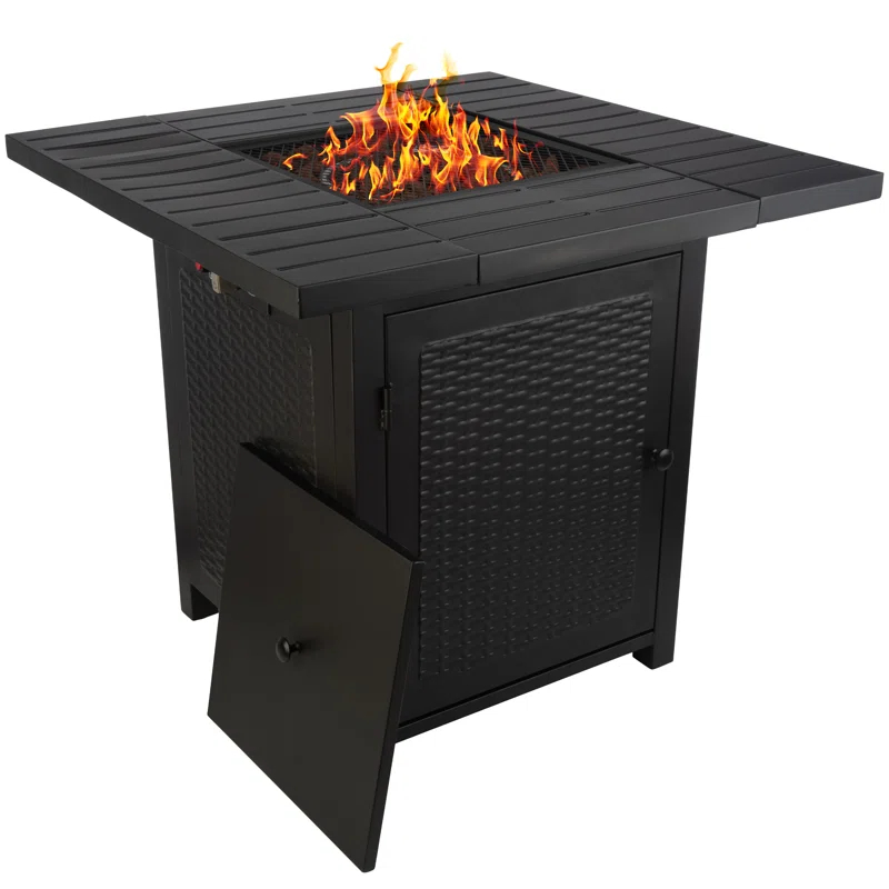 Propane Fire Pit - 30-Inch Outdoor Fireplace - 50,000 BTU Firepit - Fire Table with Electric Ignition, Lava Rocks, and Cover by Pure Garden