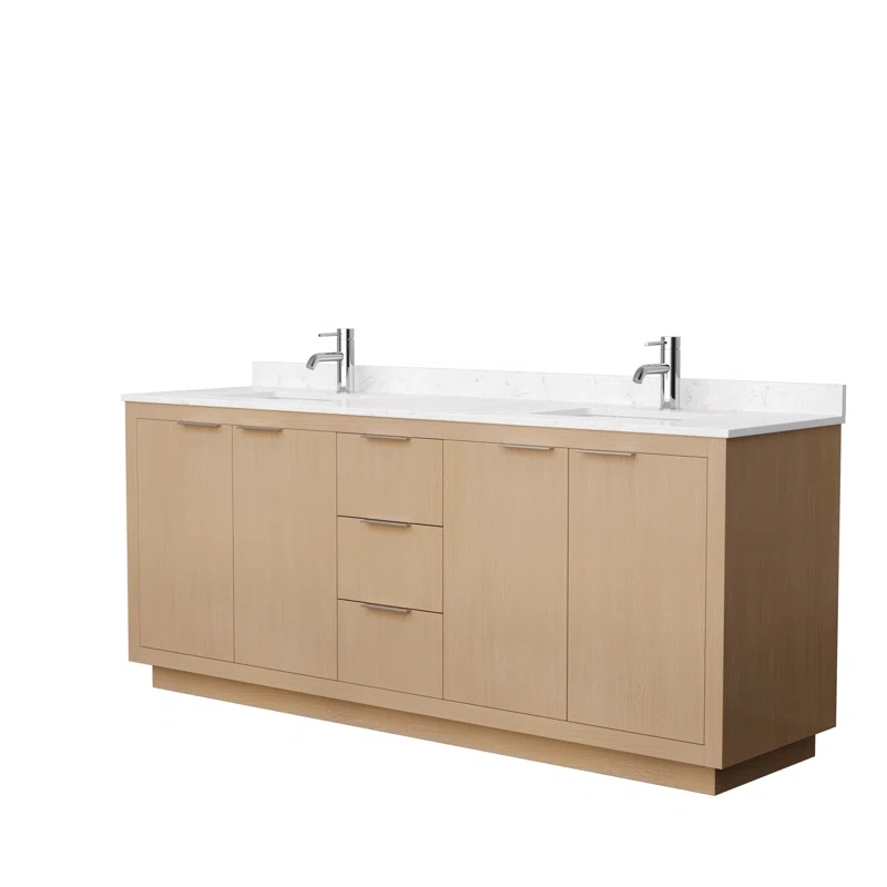 Wyndham Collection Maroni 80'' Double Bathroom Vanity with Marble Top