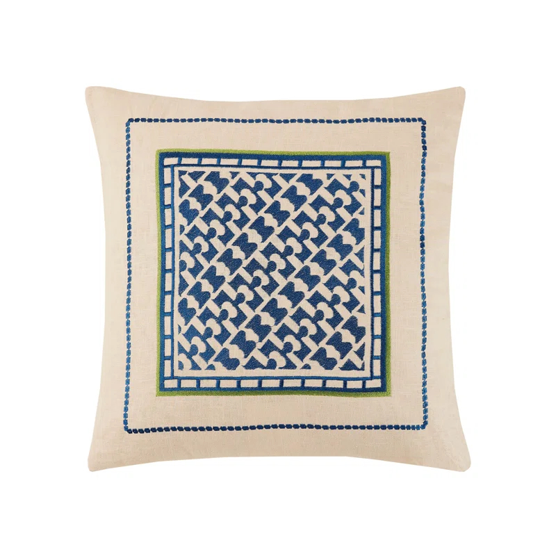 Montecito Embroidered Feather Throw Pillow