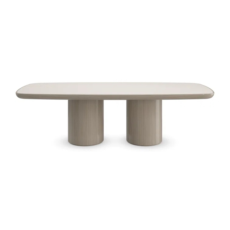Caracole Modern Santorini Oval Stone Top Solid Wood Base Dining Table