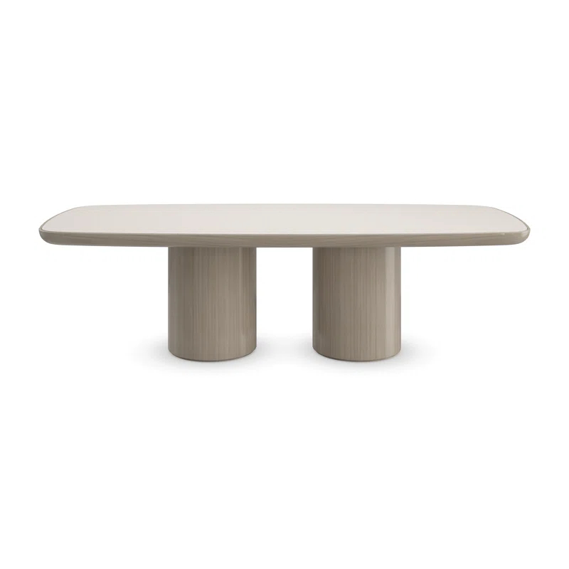 Caracole Modern Santorini Oval Stone Top Solid Wood Base Dining Table