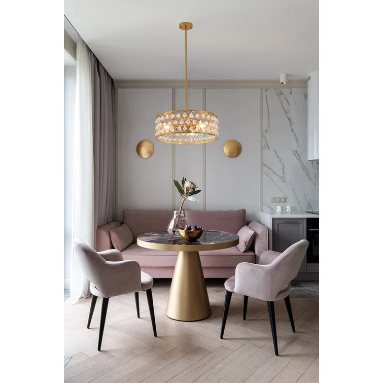 Rosdorf Park Kridia 3 Light Black Metal Frame Chandelier With Crystal Accents