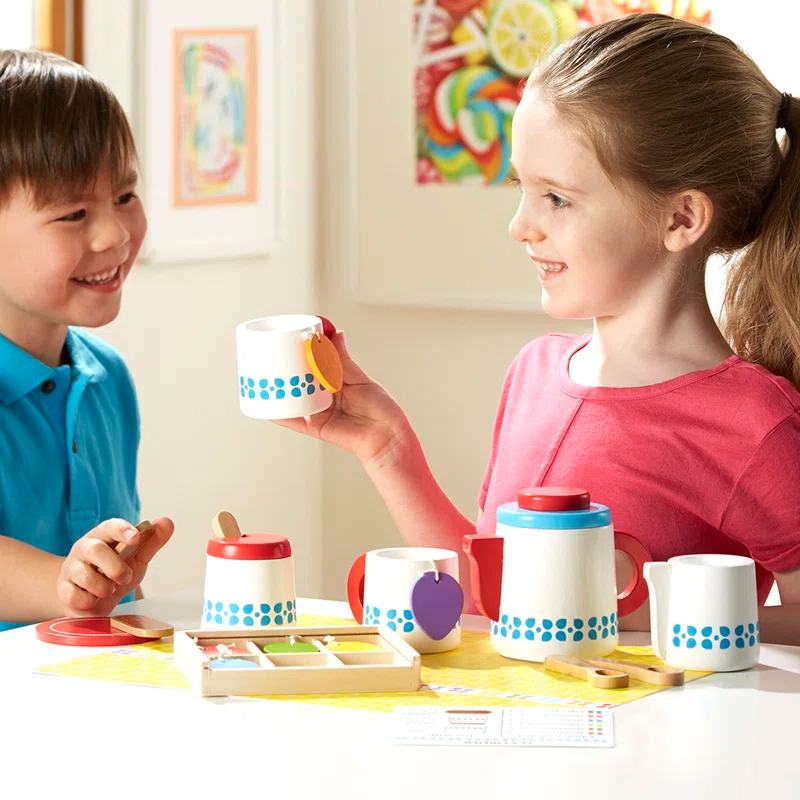 Melissa & Doug 22 Piece Wooden Steep and Serve Tea Set