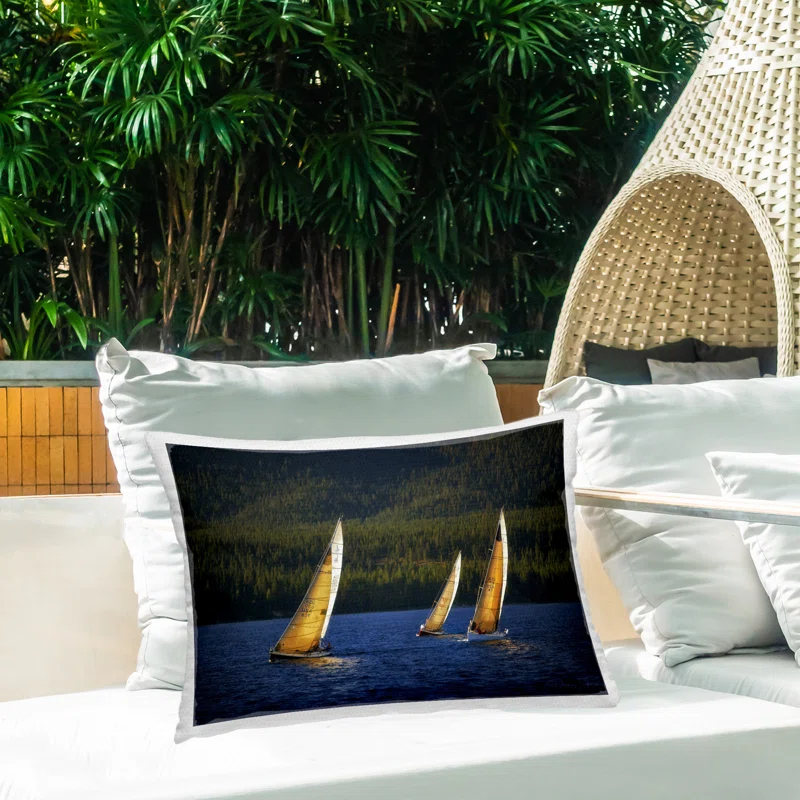 Stupell Industries Floating Sailboat Trio Printed Outdoor Throw Pillow Design by Dennis Frates