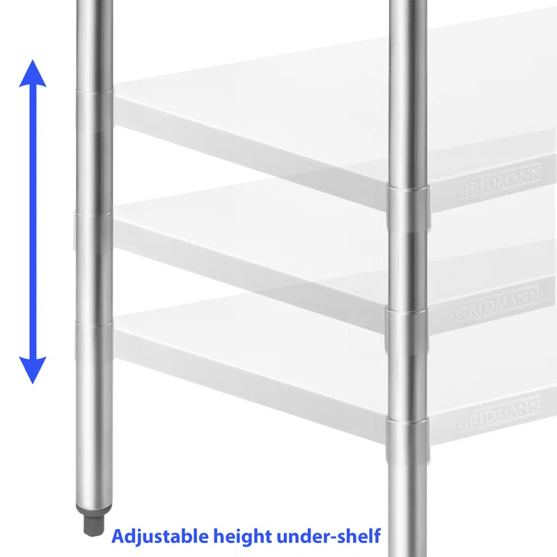 NSF Stainless Steel Commercial Prep Table By GRIDMANN