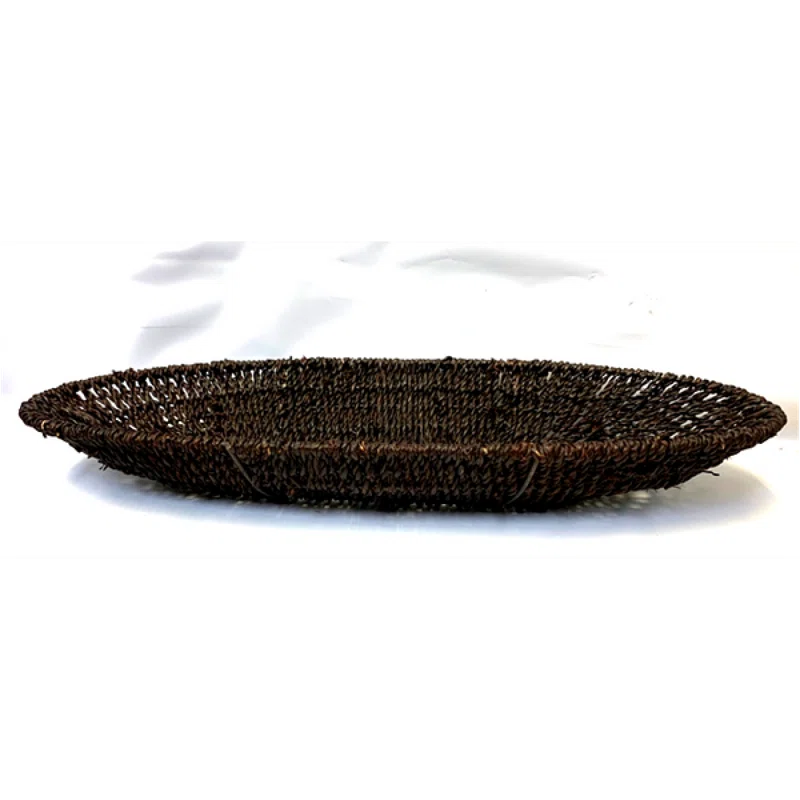 Gracie Oaks Boat Shaped Brown Seagrass Tray