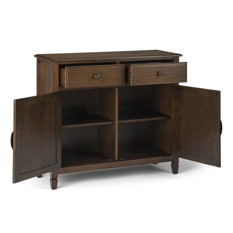 Simpli Home Connaught 40"W Solid Wood 2-Shelf Entryway Storage Cabinet with 2 Storage Drawers & Reviews | Wayfair