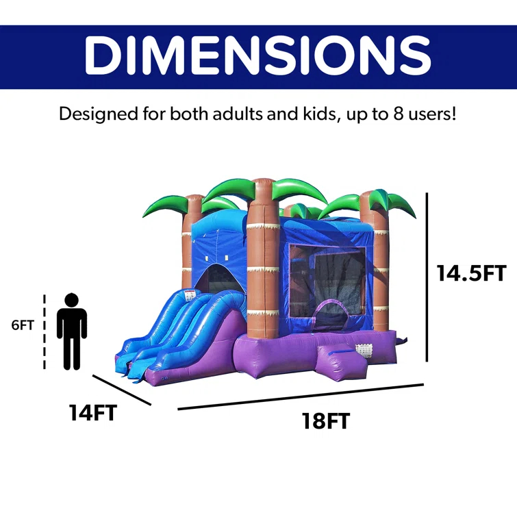 HeroKiddo HeroKiddo Enchanted Forest Commercial Grade Bounce House with Slide (with Blower), No Pool