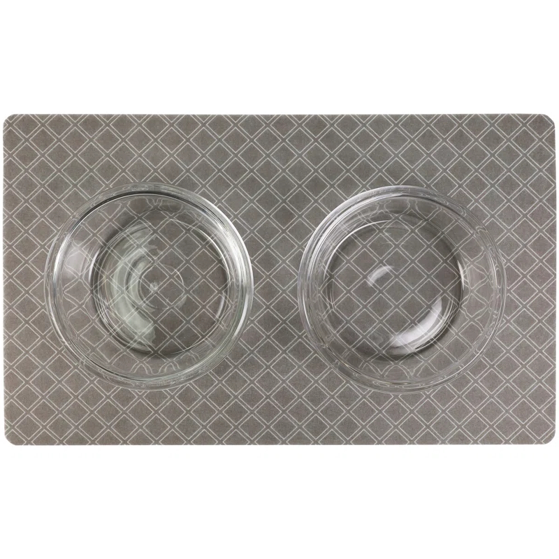 Pet Bowl Placemat, Feeding Mat For Dog & Cat - Thin, Absorbent, Waterproof, Machine Washable