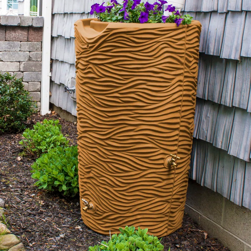 Loon Peak® Loon Peak® 65 Gallons Plastic Drainable Planter Rain Barrel