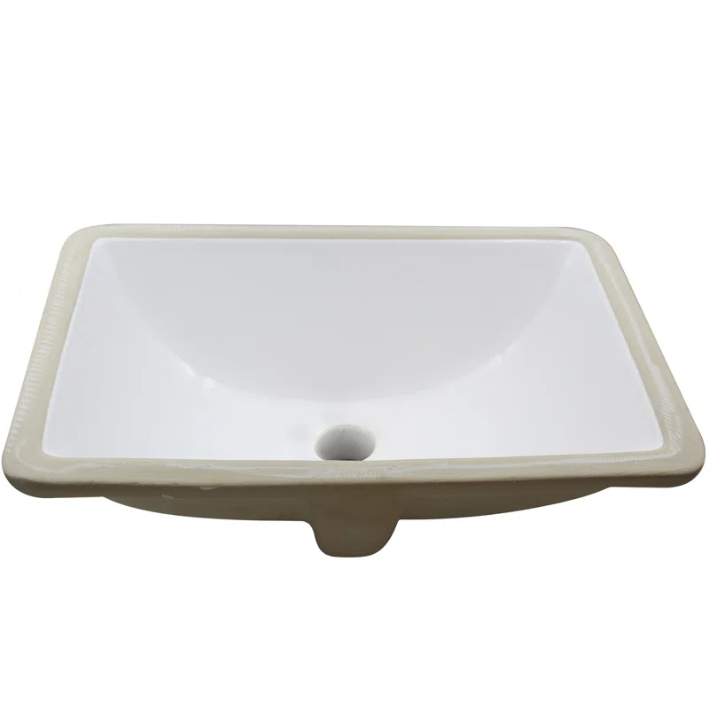 Novatto NP-U193902 Novatto 18.25'' White Porcelain Rectangular Bathroom Sink with Overflow
