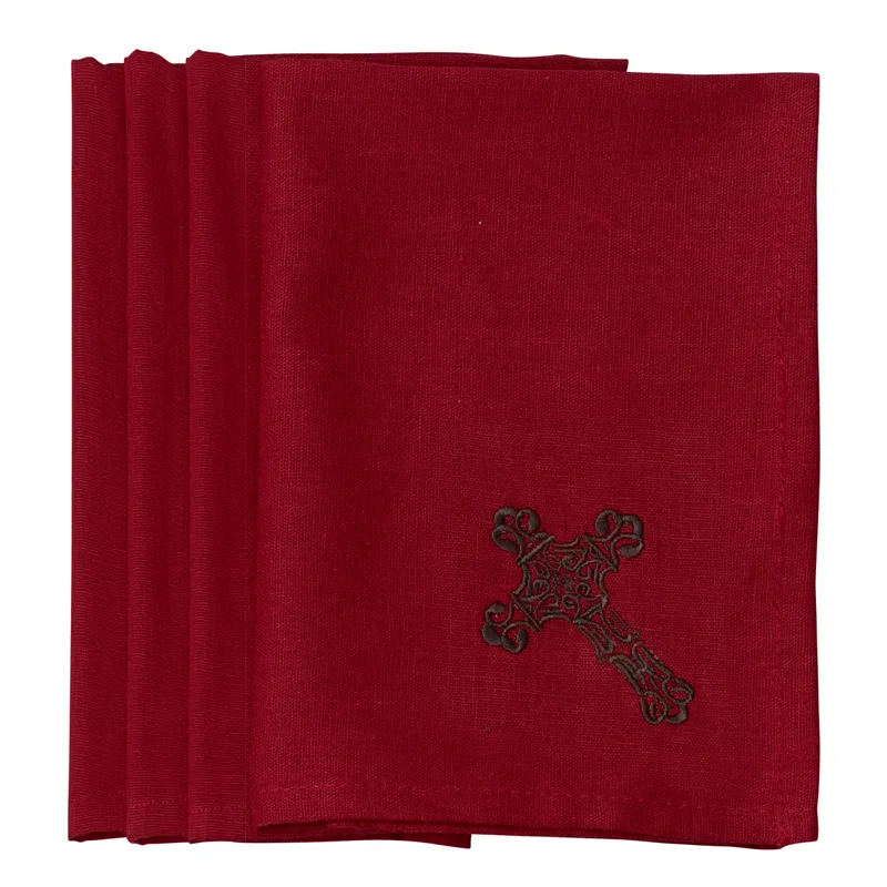 Paseo Road by HiEnd Accents Western Cross Embroidered Square Napkin (Set of 4)