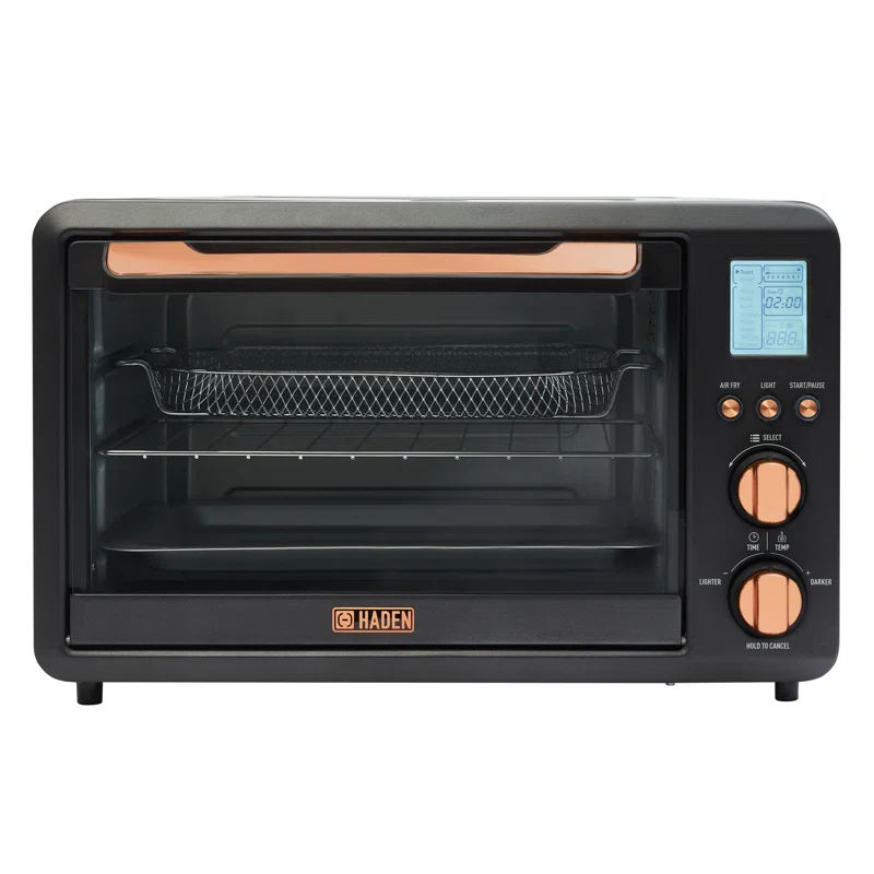 HADEN Haden Countertop 6 Slice Toaster Oven Air Fryer Combo for Kitchen, Black/Copper